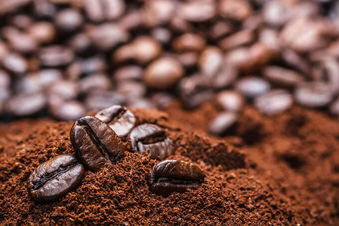 Ground coffee beans